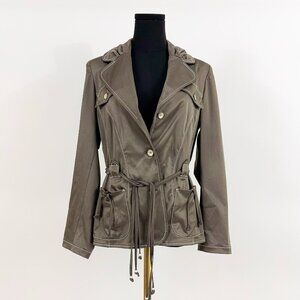 RED BY EUGENE KELIN VINTAGE STYLE SATIN BLAZER WITH DRAW STRING